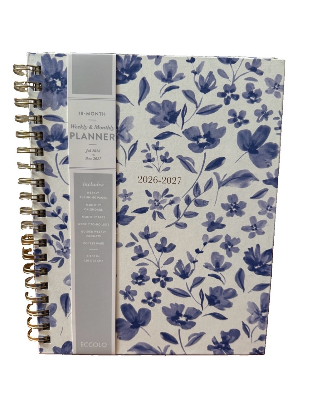 Eccolo Planner 2026- 2027 18-Month Weekly & Monthly Planner Hard Cover 10x8”